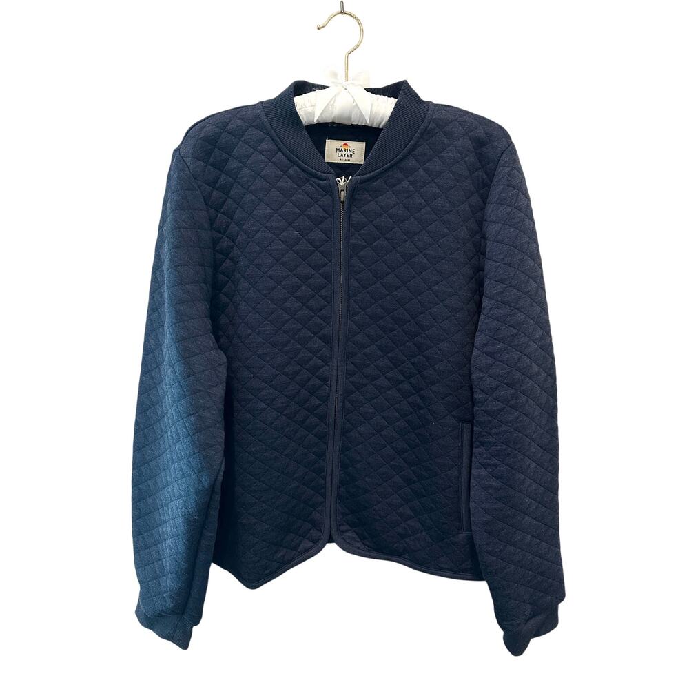 MARINE LAYER Corbet Quilted Bomber Jacket Navy Zip Up Lightweight Jacket NWT XXL